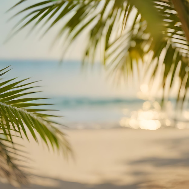 un palmier avec une plage en arrière-plan