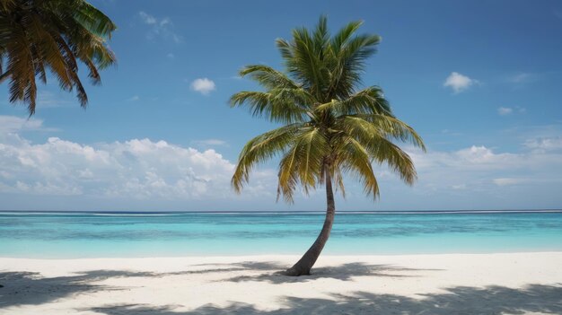 Un palmier solitaire sur une plage tropicale