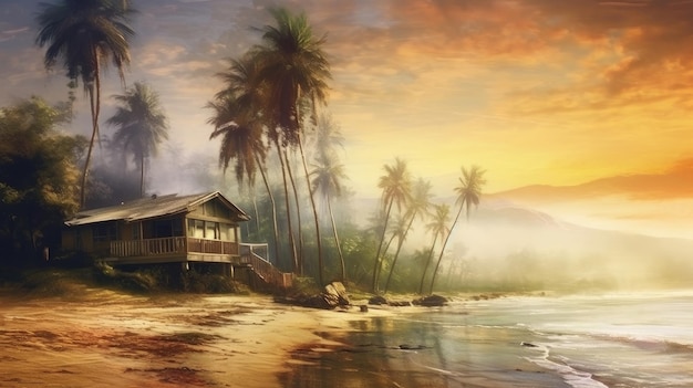 des palmiers sur la côte sotoit un village au bord de l'océan