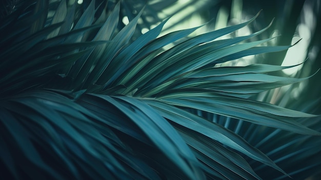 Palmiers en détail Un gros plan de feuillage vert luxuriant ai génératif