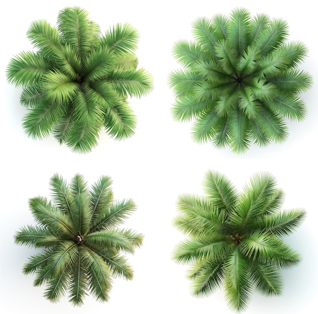 Des palmiers isolés vu de haut