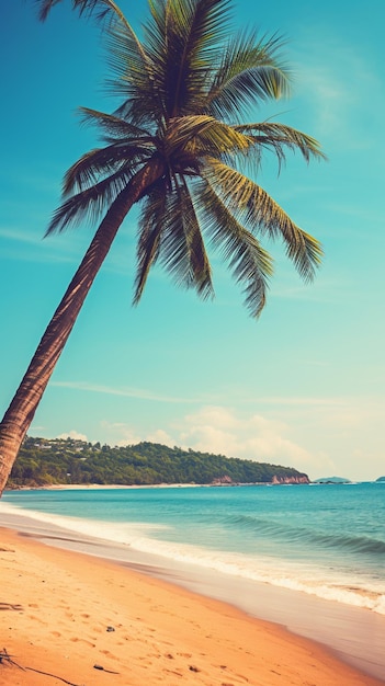 Des palmiers à noix de coco sur une plage tropicale