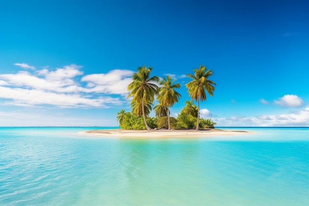 Palmiers sur une petite île dans l'océan