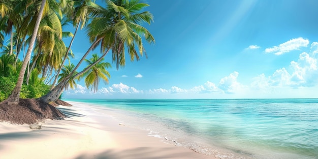 palmiers sur la plage de la Côte d'Azur ciel bleu IA générative