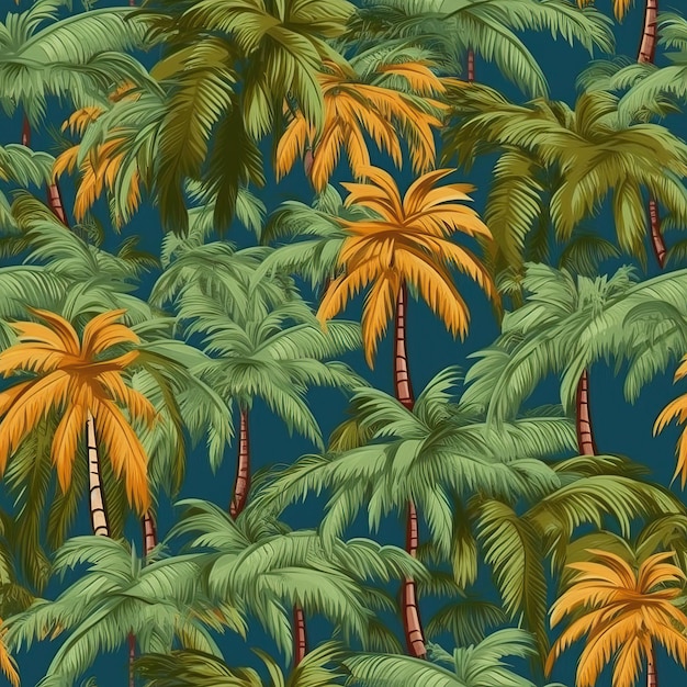 Des palmiers sans couture en gros plan sur un fond coloré