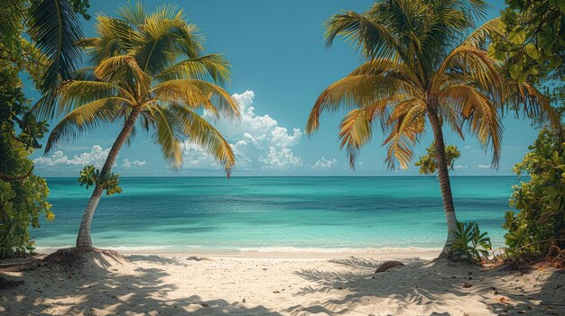 Des palmiers se balançant sur une plage d'été tropicale