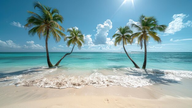 Des palmiers se balançant sur une plage d'été tropicale