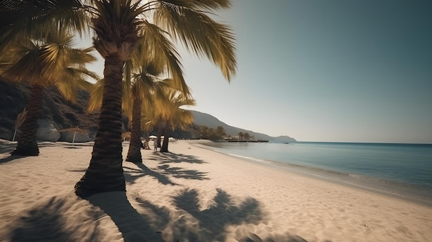 Les palmiers témoignent de souvenirs joyeux sur la plage de sable fin