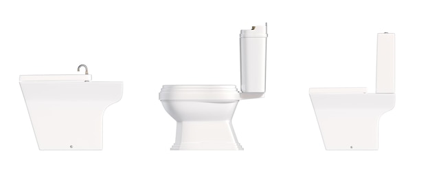 Photo pan de toilettes isolé sur fond blanc bidet 3d illustration cg render