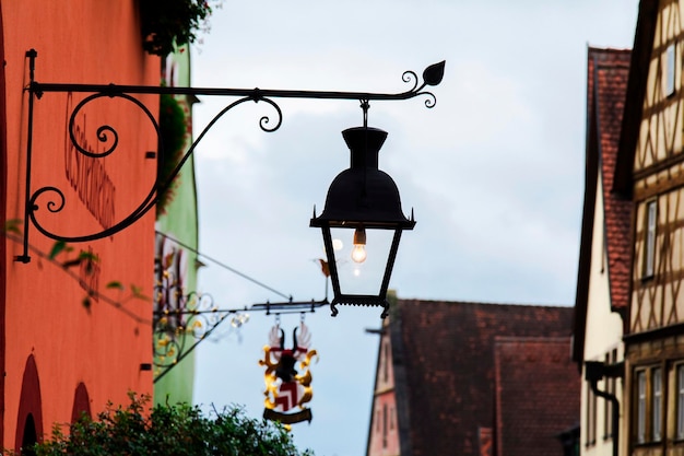 Pancarte du magasin dans la ville de conte de fées de Rothenburg, Bavière, Allemagne