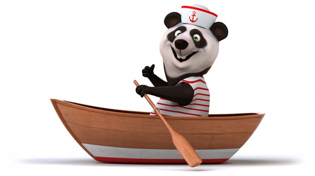 Panda amusant sur un bateau