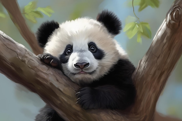 Panda arbre géant Zoo animal sauvage Générer Ai