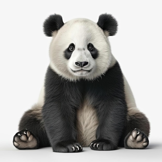 panda assis dans le style d'une illustration enfantine hyperdétaillée réaliste