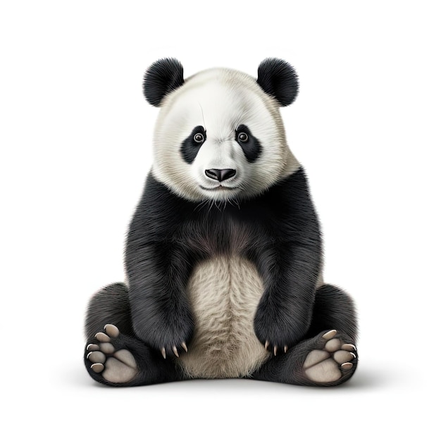 panda assis dans le style d'une illustration enfantine hyperdétaillée réaliste