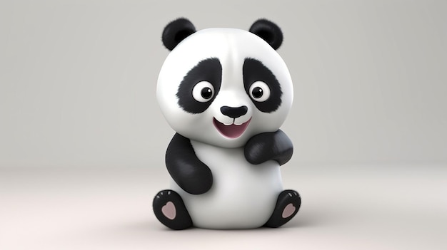 Un panda assis sur une surface blanche