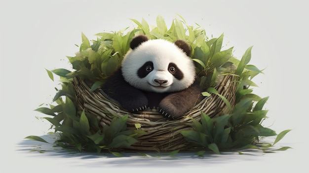 Un panda dans un nid