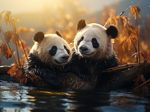 Photo le panda dans son habitat naturel photographie de la faune générative par l'ia