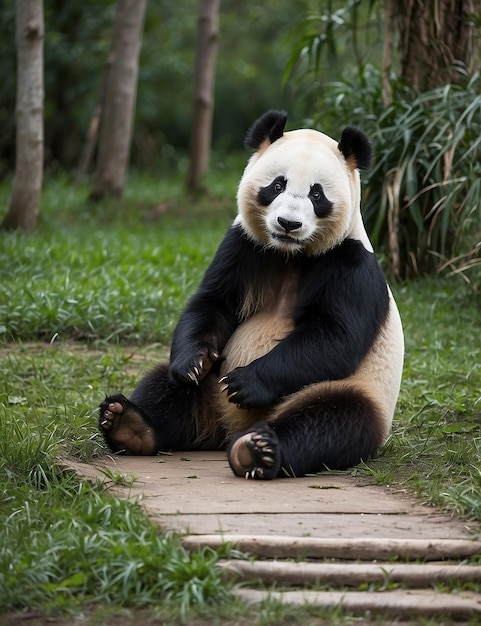 Le panda de dessin animé par défaut portant un capuchon