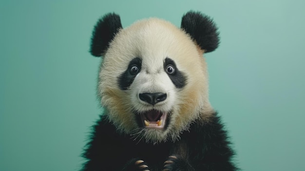 Un panda enjoué sur un fond pastel propre