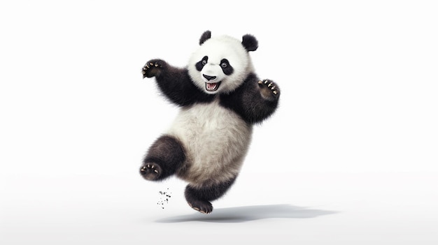 Le panda est assis sur un fond blanc.