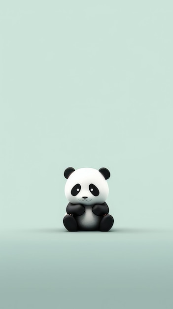 Un panda est assis sur un fond bleu avec un fond vert.