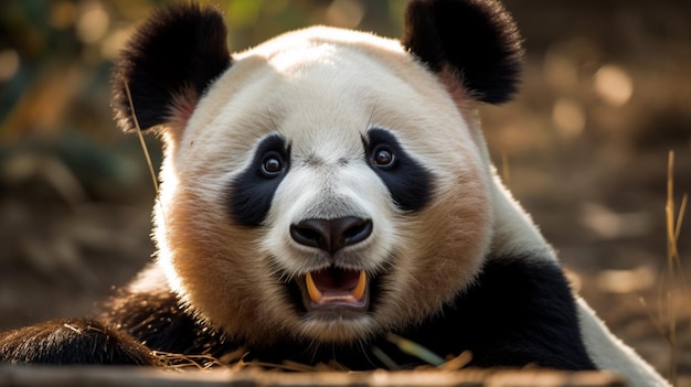 Photo un panda est vu dans un zoo.