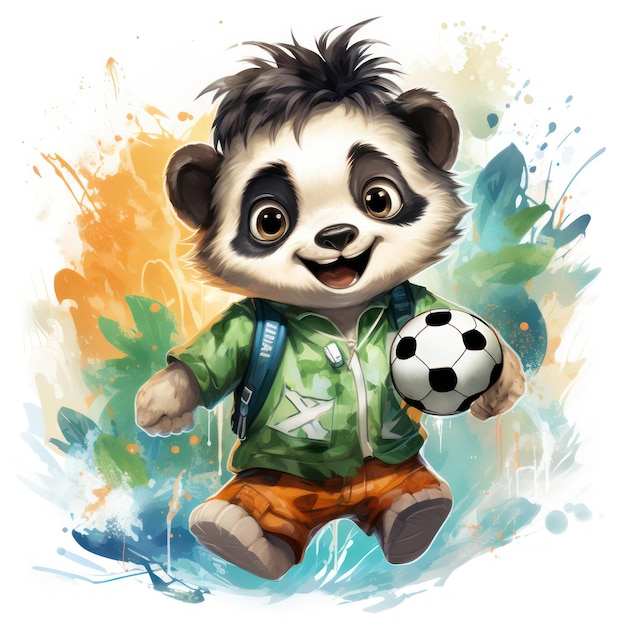 panda de football à la plage illustration