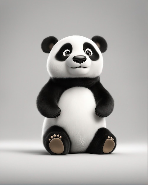 panda hyperréaliste avec fond gris