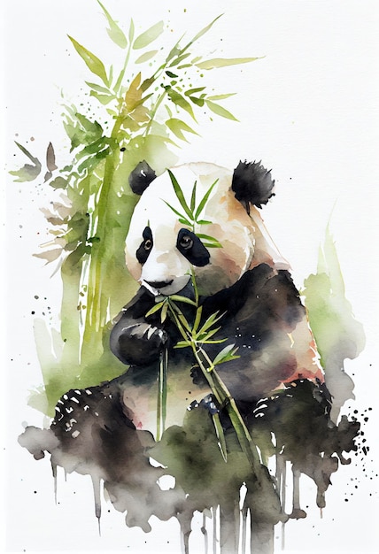 panda mangeant du bambou