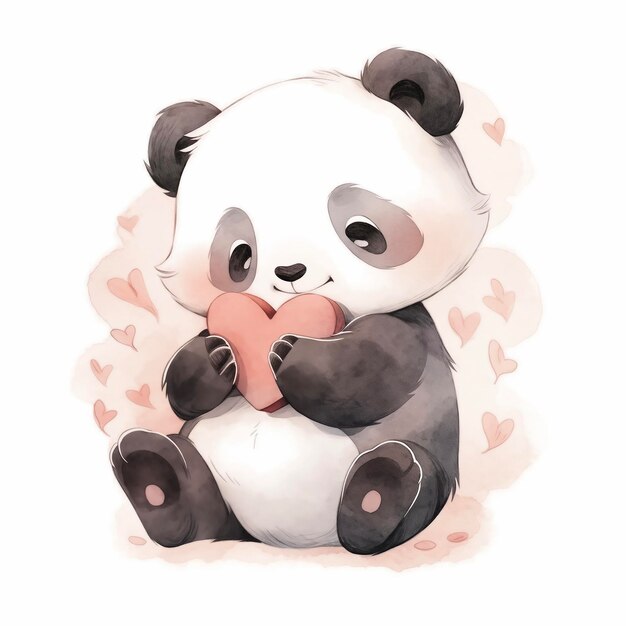 Un panda mignon avec un cadeau.