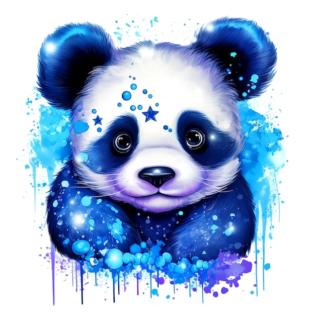 Un panda mignon et coloré sur un fond propre Impression DTG Transfert DTF Sublimation dessins Animaux sauvages Illustration IA générative