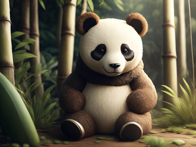 Panda mignon avec fond de bambou pour fond d'écran
