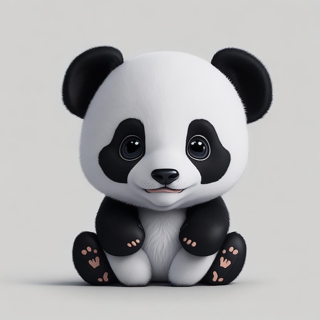 Un panda mignon avec un fond blanc