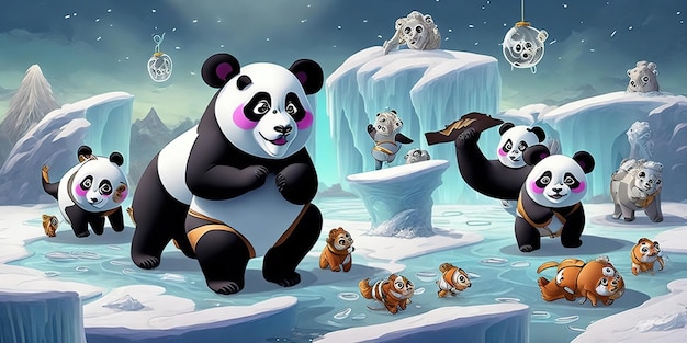 Panda mignon jouant