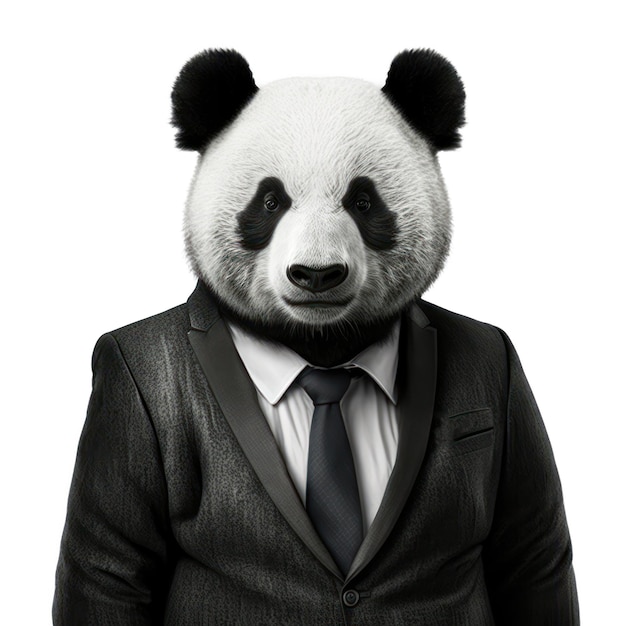 Un panda portant un costume et une cravate.