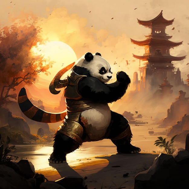 panda pratiquant l'art du kung fu