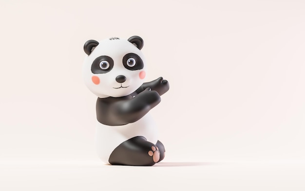 Panda avec rendu 3d de style dessin animé