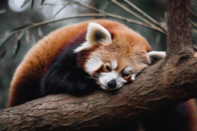 Panda rouge dans un arbre