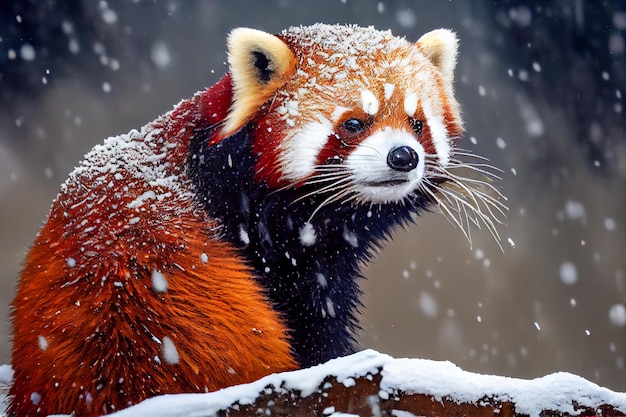 Panda roux dans la neige