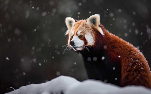 Panda roux dans la neige