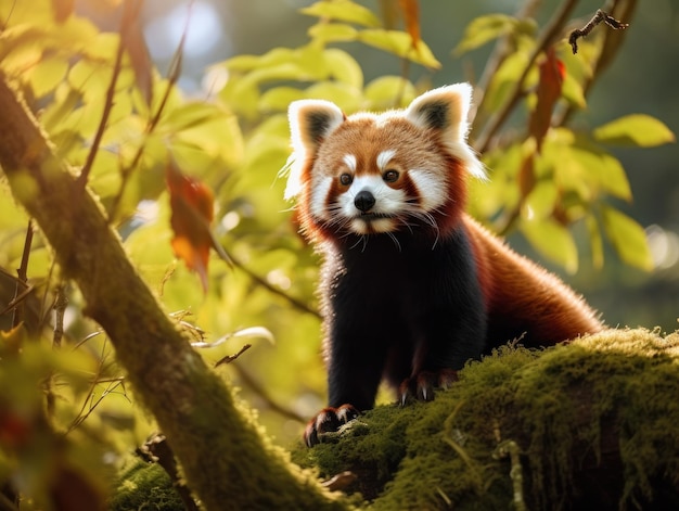 Panda roux dans son habitat naturel Photographie animalière IA générative