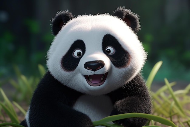 Un panda sourit dans une scène de kung fu panda.