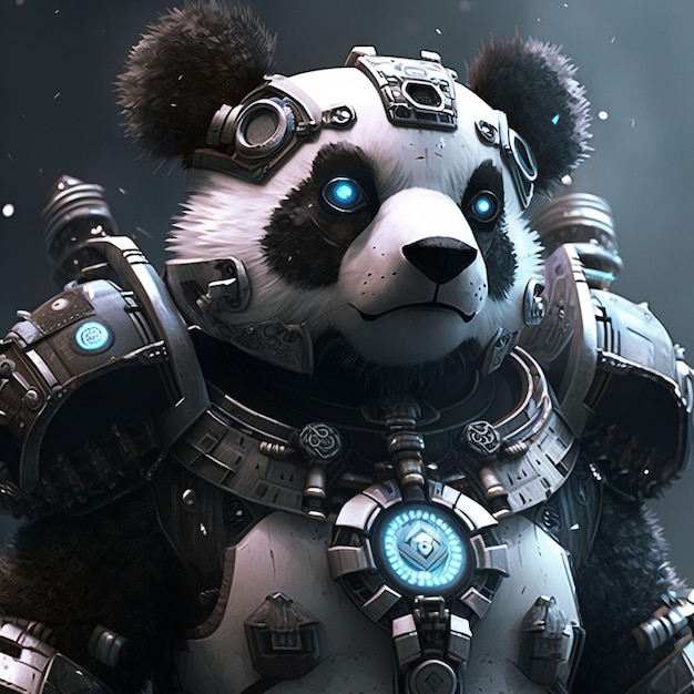 Panda Space Warrior Conception de personnage incroyablement détaillée Ai générative