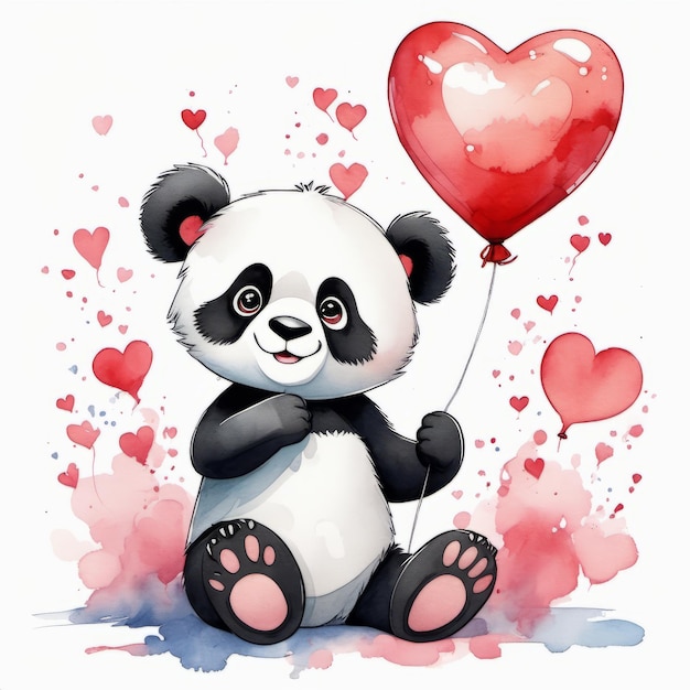 Panda tenant un cœur créé avec un logiciel d'IA générative
