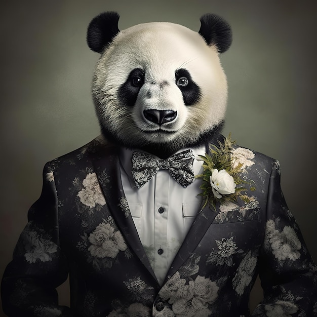 panda vêtu d'un costume humain