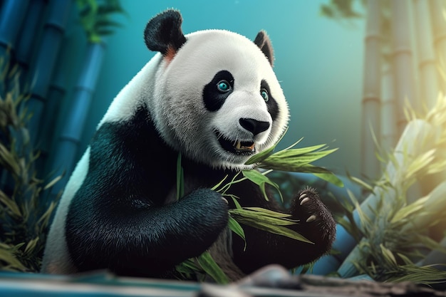 Panda avec zoo de bambou Générer Ai