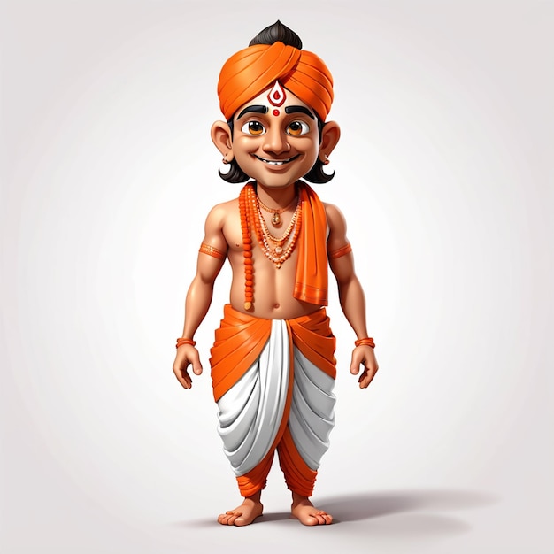 Photo pandit hindou personnage 3d pujari hindou illustration vêtement hindou dhoti homme