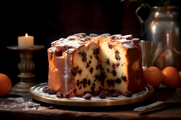 Panettone de Noël fait à la main cuit avec soin pour garantir la perfection de la saveur