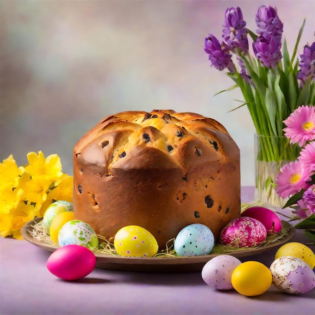 Photo panettone de pain de pâques pour la fête