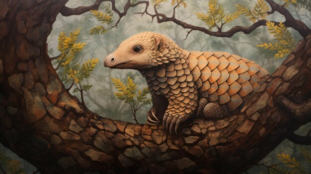 Photo le pangolin d'arbre sur l'arbre